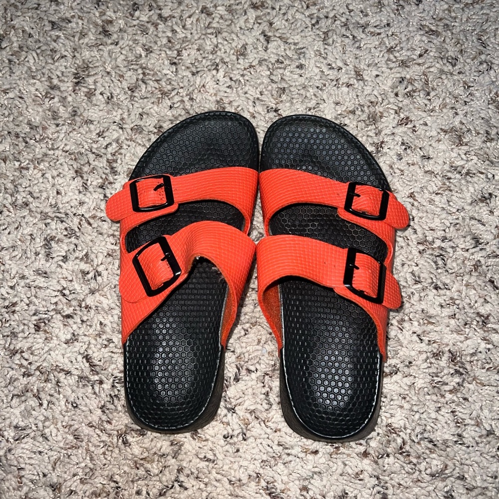 Perfect condition brand new - orange double buckle Birkenstocks